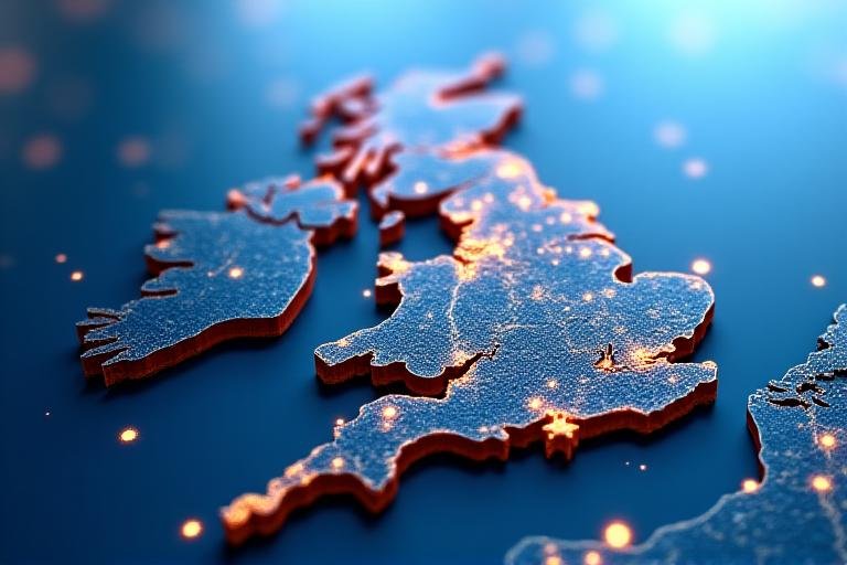 Abstract map showing UK and Ireland service coverage